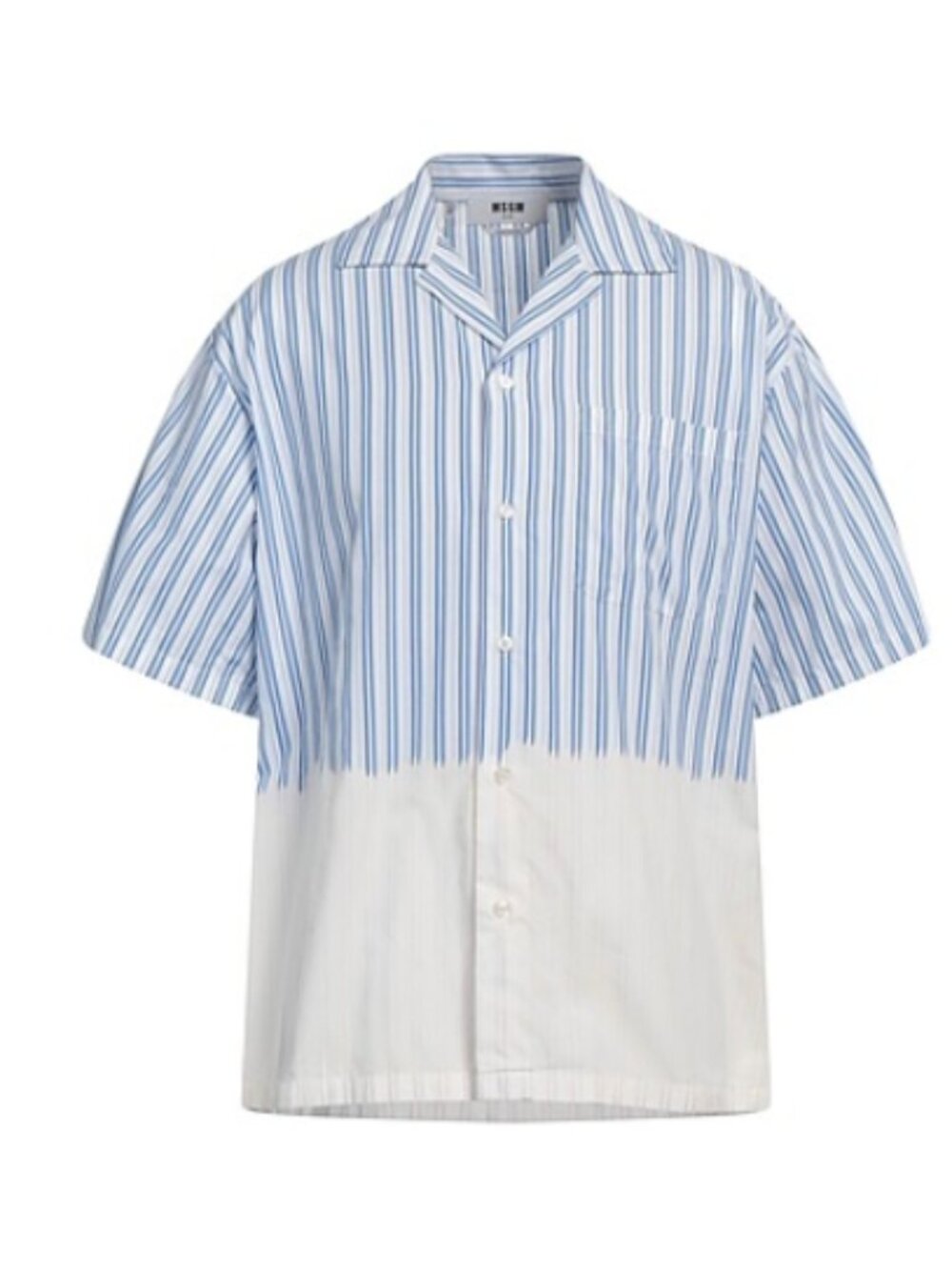 MSGM Milano Men’s 39 Striped Dip Dye Camp Shirt Blue White Made Italy